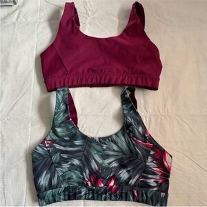 Lole Sports Bras - Burgundy and Tropical Print